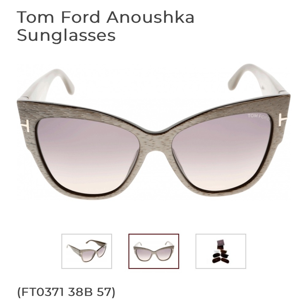 AUTHENTIC TOM FORD
ANOUSHKA FT0371 38B Dove Grey Cat Eye Sunglasses